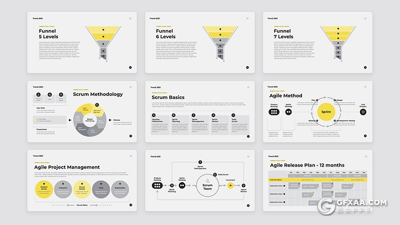 135页简约风格国外工作计划总结数据图形PPT模板 - 顶尖PPT