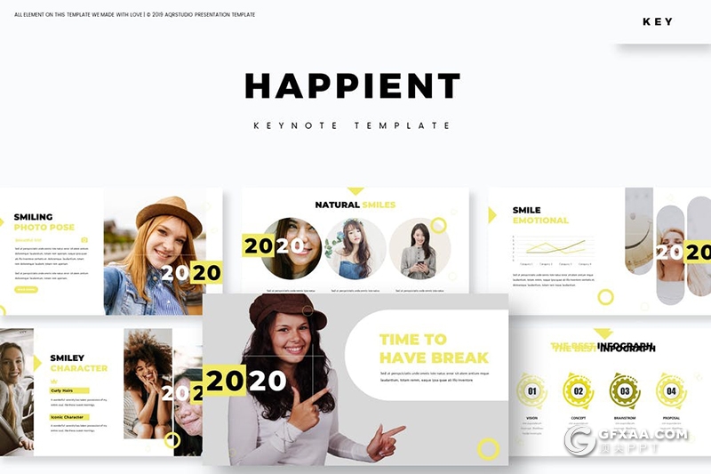 30页人物记录快乐回忆毕业同学录keynote模板5种配色 - 顶尖PPT