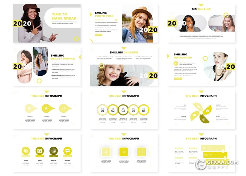 30页人物记录快乐回忆毕业同学录keynote模板5种配色 - 顶尖PPT