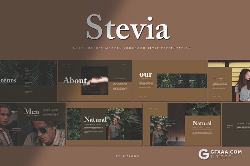 30页棕色复古风时尚国外PPT模板 - 顶尖PPT