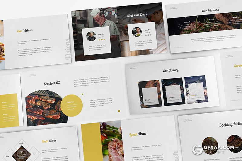 30页餐饮美食主题Google slides模板 - 顶尖PPT