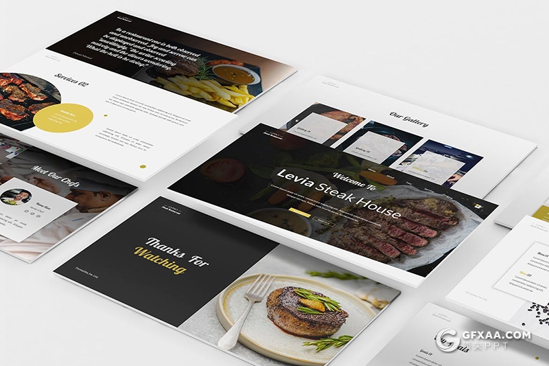 30页餐饮美食主题Google slides模板 - 顶尖PPT