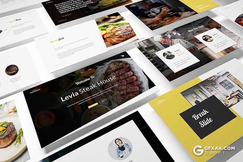30页餐饮美食主题Google slides模板 - 顶尖PPT