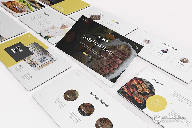 30页餐饮美食主题Google slides模板 - 顶尖PPT