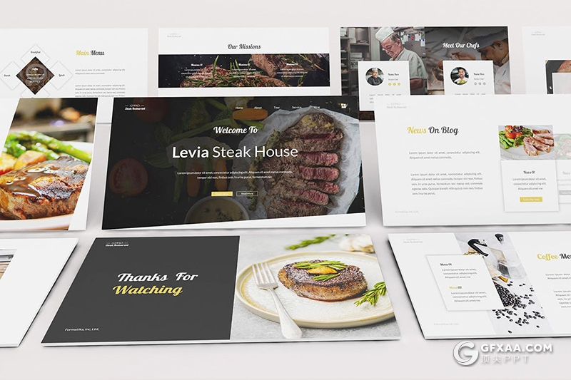 30页餐饮美食主题Google slides模板 - 顶尖PPT