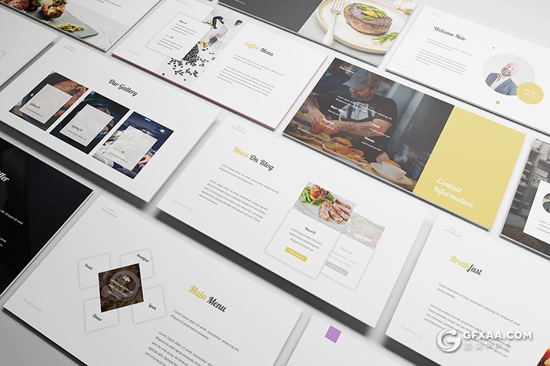 30页餐饮美食主题Google slides模板 - 顶尖PPT