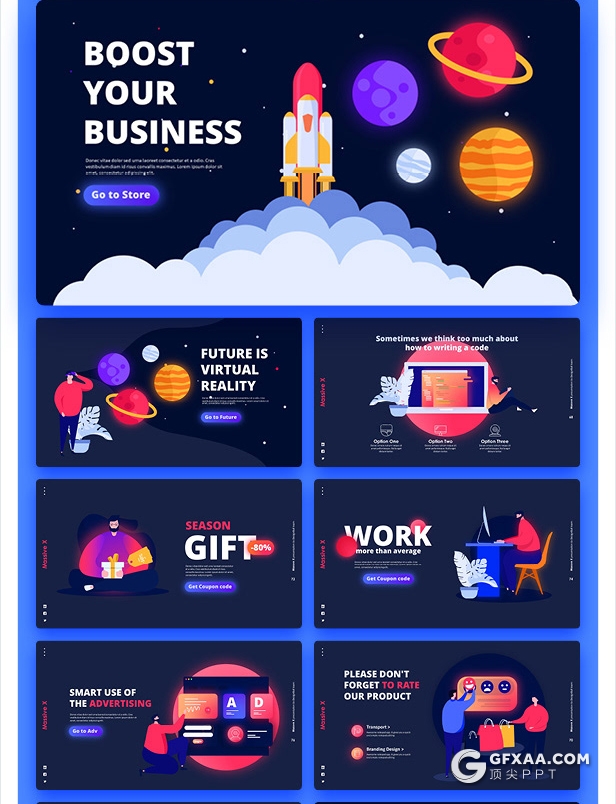 840页国外大型PPT模插画3D数据信息图形PPT动画模板 - 顶尖PPT