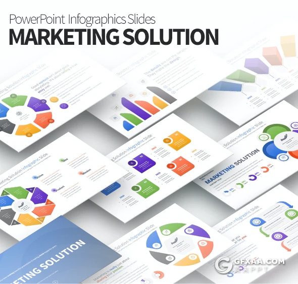 30页彩色营销解决方案PPT信息图形模板12种配色 - 顶尖PPT