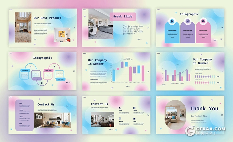 30页虚化背景室内设计家居展示keynote模板 - 顶尖PPT