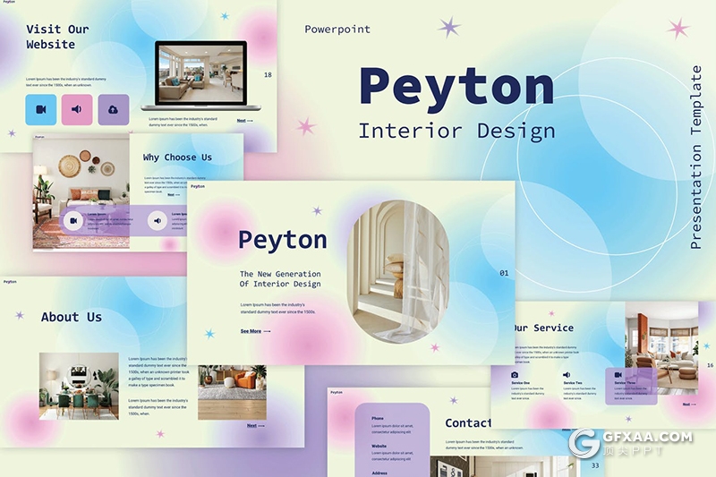 30页虚化背景室内设计家居展示keynote模板 - 顶尖PPT