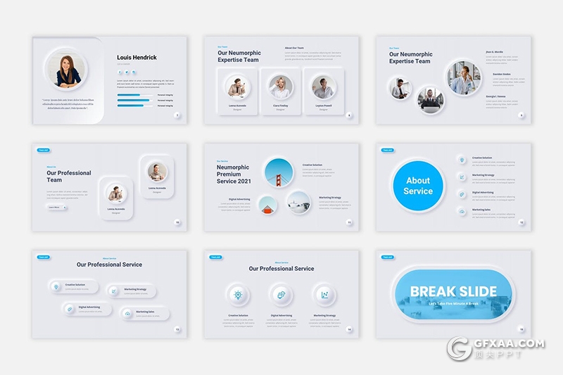 33页微立体企业介绍项目提案工作计划国外Google slides模板 - 顶尖PPT