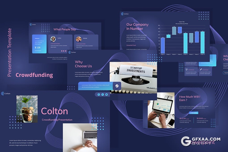 35页科技风项目资金众筹主题PPT模板 - 顶尖PPT