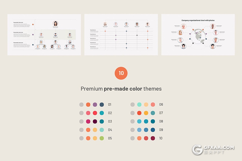 52页企业组织层次架构图Google slides模板 - 顶尖PPT