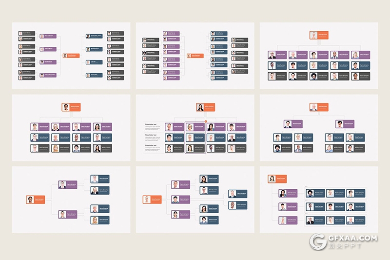 52页企业组织层次架构图Google slides模板 - 顶尖PPT