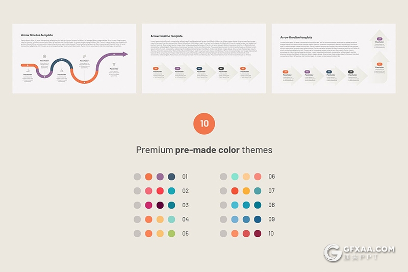 32页箭头时间轴Google slides模板 - 顶尖PPT