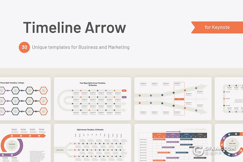 32页箭头时间轴keynote模板 - 顶尖PPT
