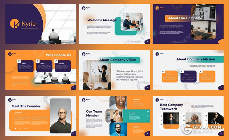 35页创意线条彩色商务通用国外PPT模板 - 顶尖PPT