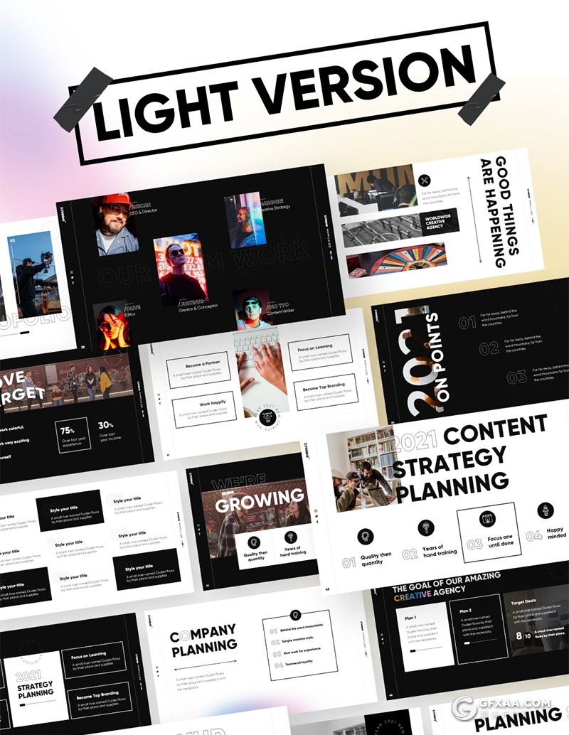 90页黑白抽象创意时尚设计国外精美动画PPT模板 - 顶尖PPT