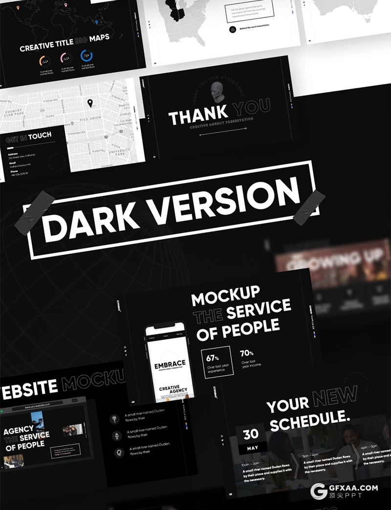 90页黑白抽象创意时尚设计国外精美动画PPT模板 - 顶尖PPT