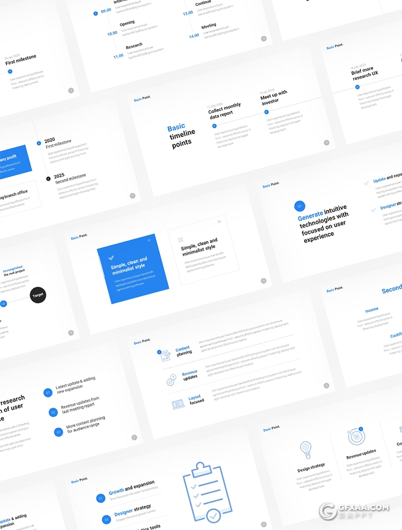 85页国外扁平化商务风格蓝色PPT模板 - 顶尖PPT