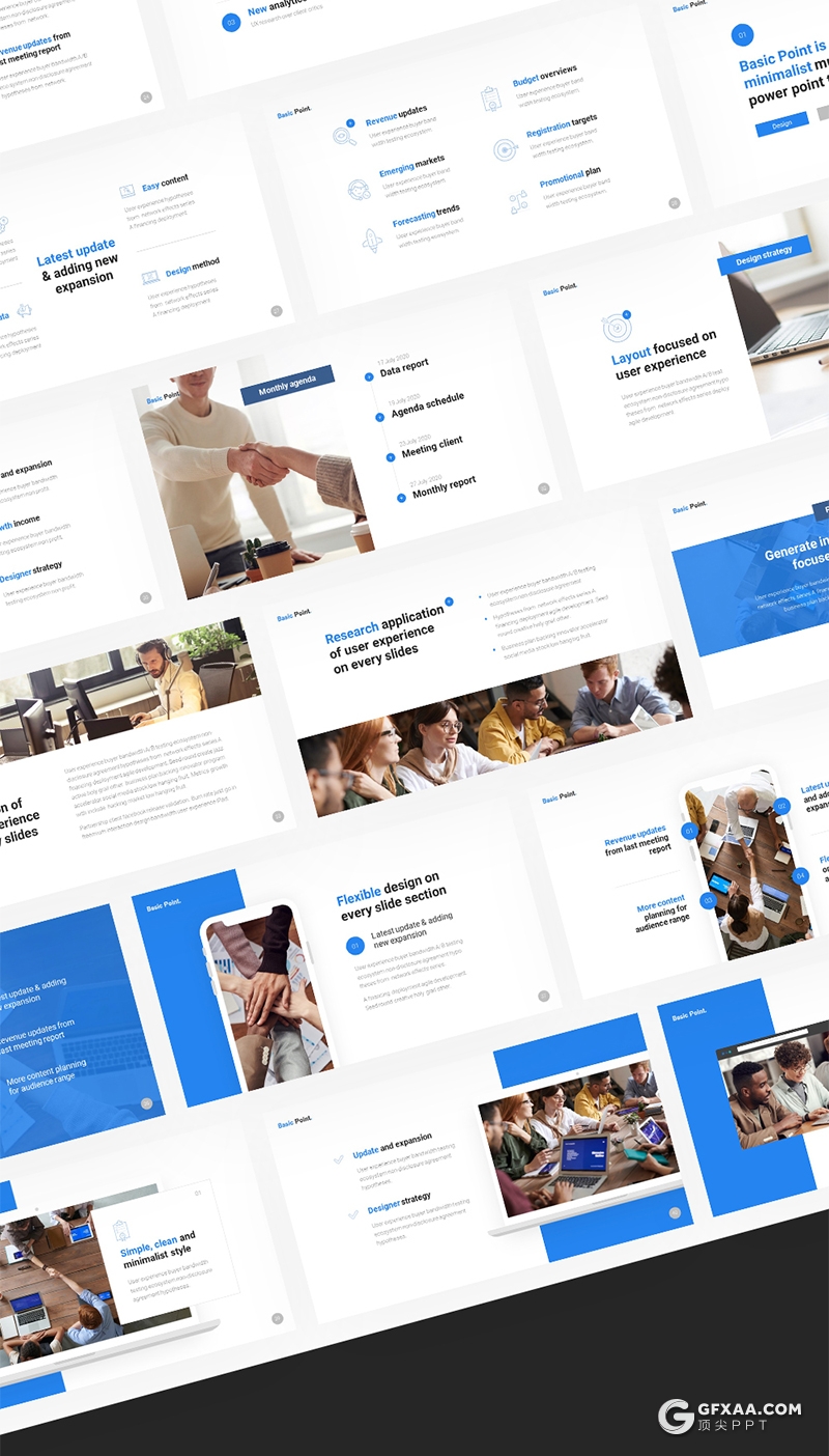 85页国外扁平化商务风格蓝色PPT模板 - 顶尖PPT