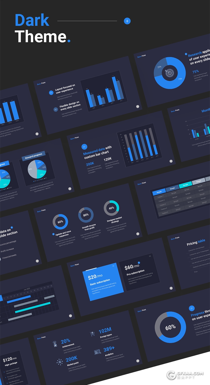 85页国外扁平化商务风格蓝色PPT模板 - 顶尖PPT