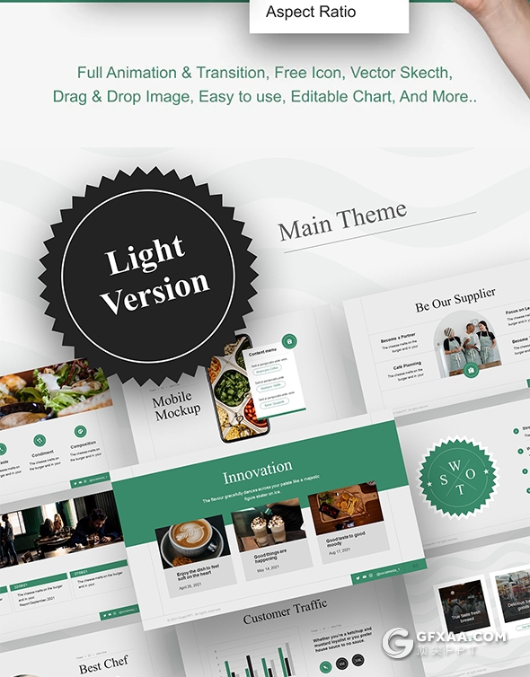 105页国外精美动画餐饮美食主题PPT模板 - 顶尖PPT