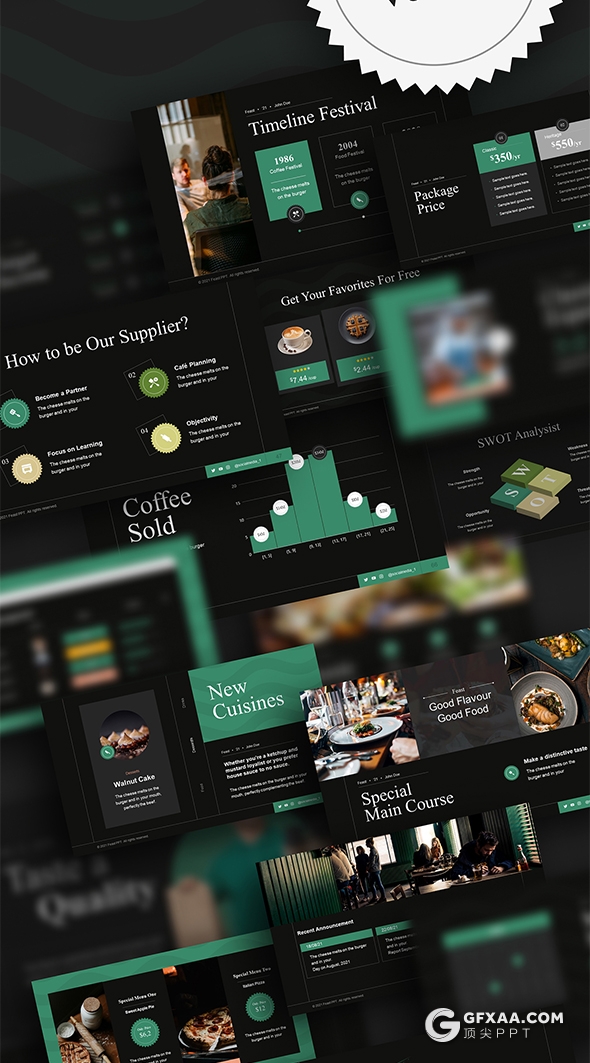 105页国外精美动画餐饮美食主题PPT模板 - 顶尖PPT