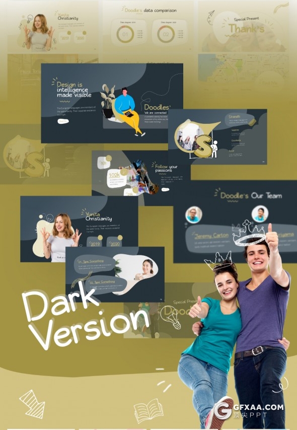 80页超精美动画卡通手绘涂鸦效果PPT模板 - 顶尖PPT