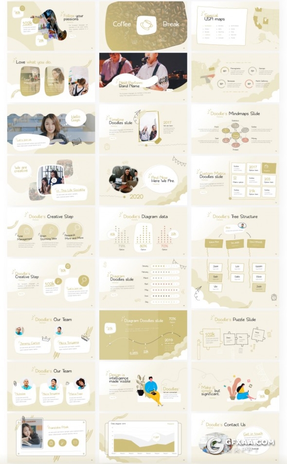 80页超精美动画卡通手绘涂鸦效果PPT模板 - 顶尖PPT