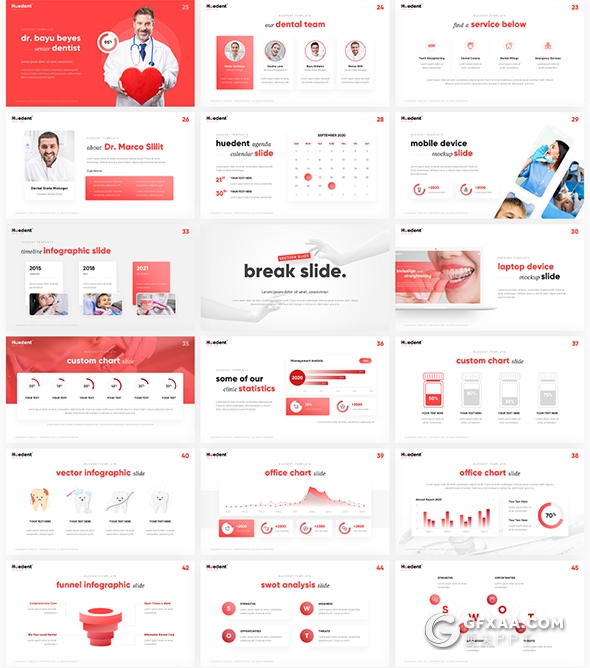 65页精美动画牙科诊所医学医疗主题国外PPT模板 - 顶尖PPT