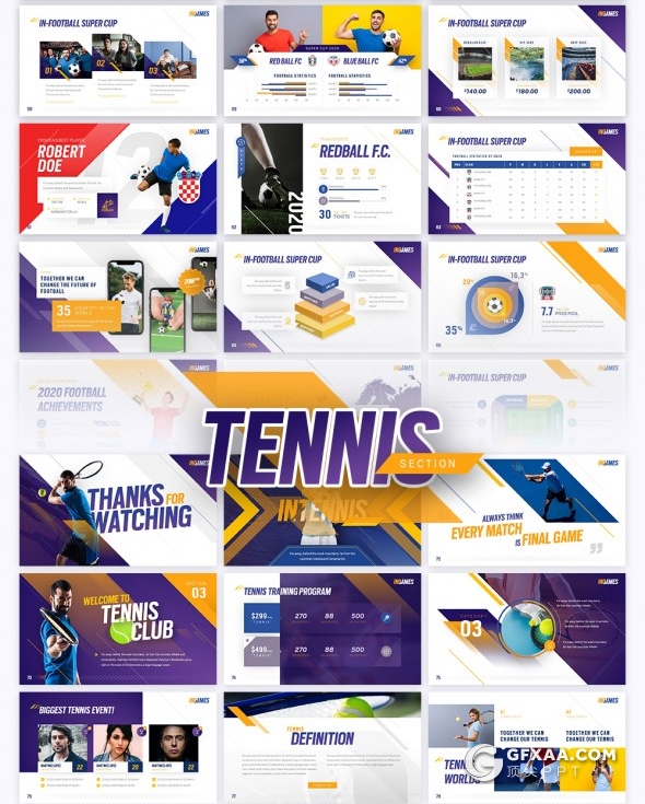 103页创意图形动画体育运动体育项目比赛主题高端PPT模板 - 顶尖PPT