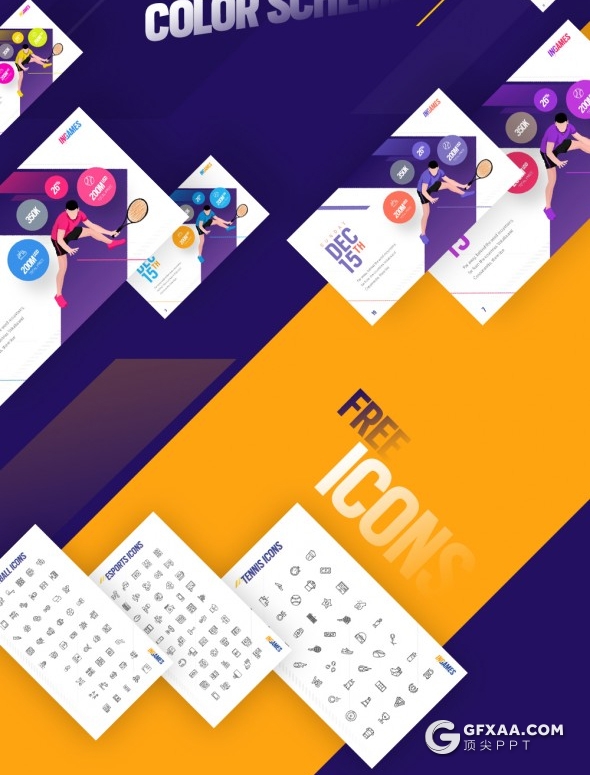 103页创意图形动画体育运动体育项目比赛主题高端PPT模板 - 顶尖PPT