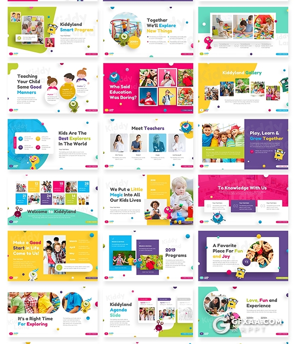 64页国外高级创意动画儿童早教培训趣味教育主题PPT模板 - 顶尖PPT