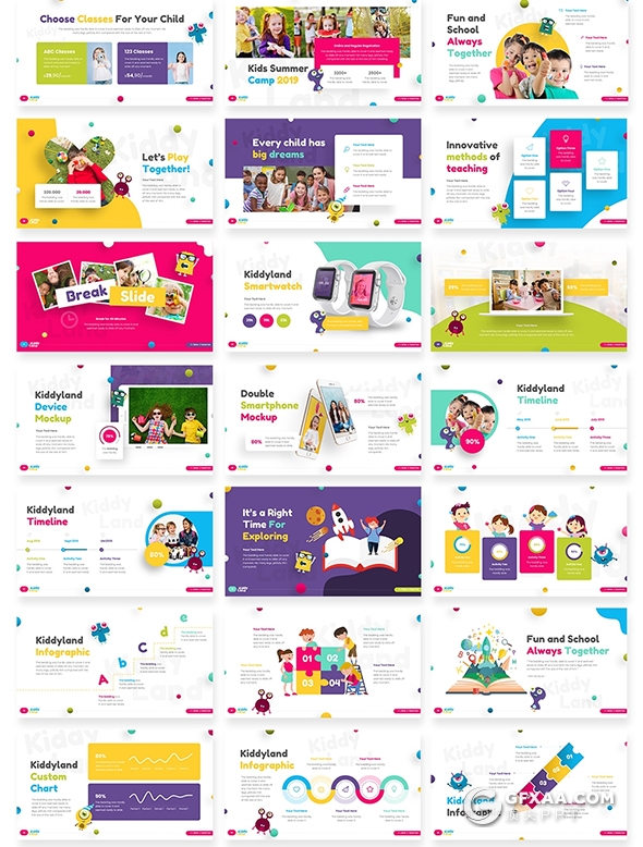 64页国外高级创意动画儿童早教培训趣味教育主题PPT模板 - 顶尖PPT
