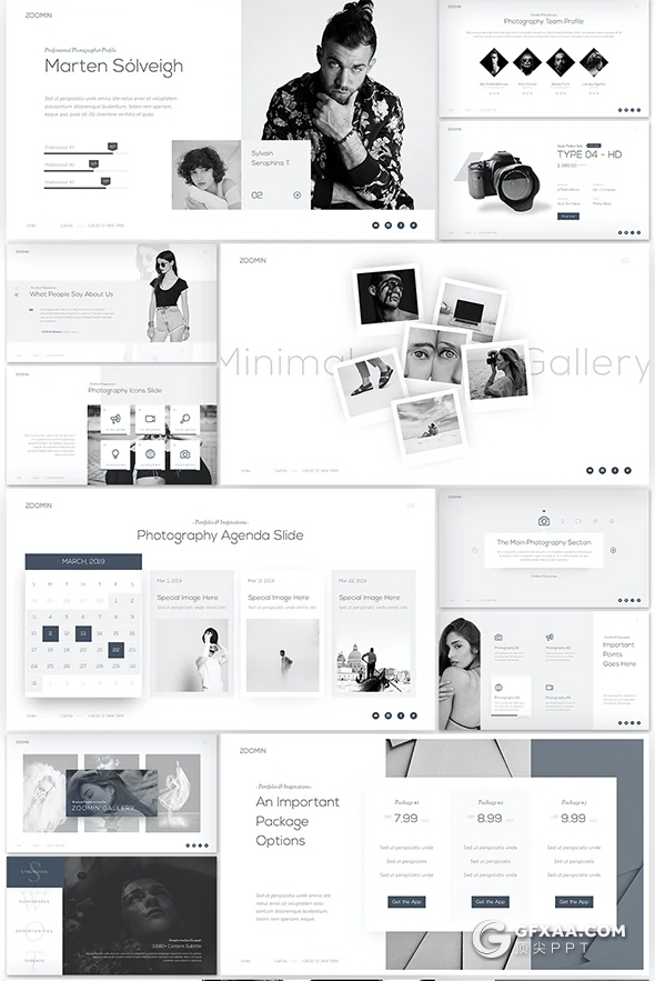 60黑白摄影艺术风格图片展示PPT模板 - 顶尖PPT