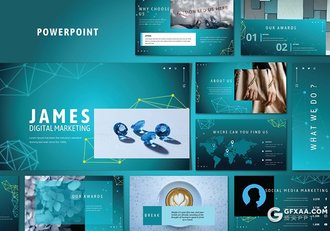 35页蓝色科技风格数字营销PPT模板 - 顶尖PPT