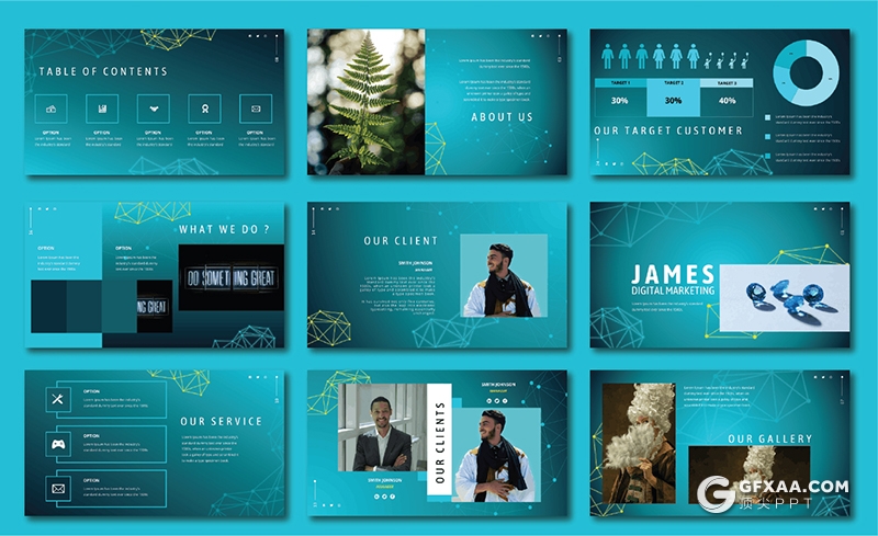 35页蓝色科技风格数字营销keynote模板 - 顶尖PPT