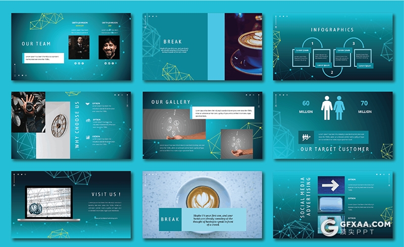 35页蓝色科技风格数字营销keynote模板 - 顶尖PPT