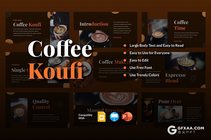 30页咖啡工艺咖啡主题PPT+keynote+Googleslides模板 - 顶尖PPT