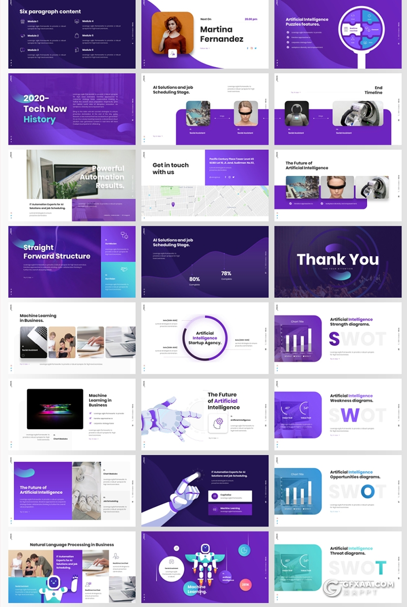 78页人工智能科技风格国外精美动画PPT模板 - 顶尖PPT