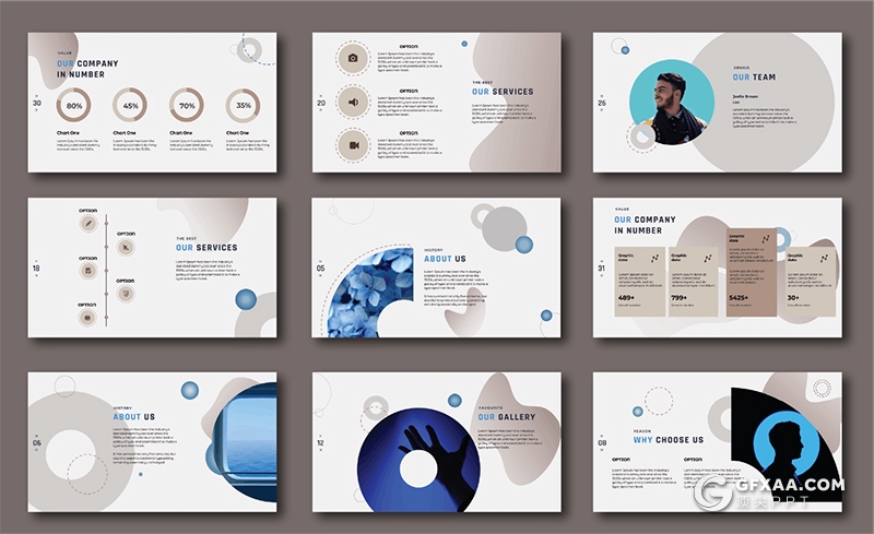 35页创意图形设计国外商务艺术风格PPT模板 - 顶尖PPT