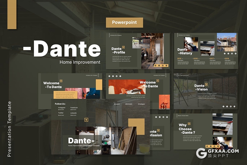 35页国外家装室内装修主题PPT模板 - 顶尖PPT