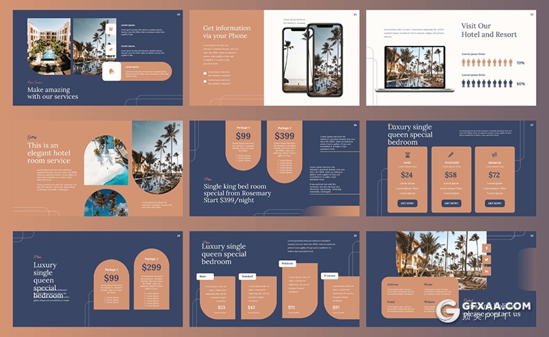 35页酒店度假村介绍宣传Google slides模板 - 顶尖PPT