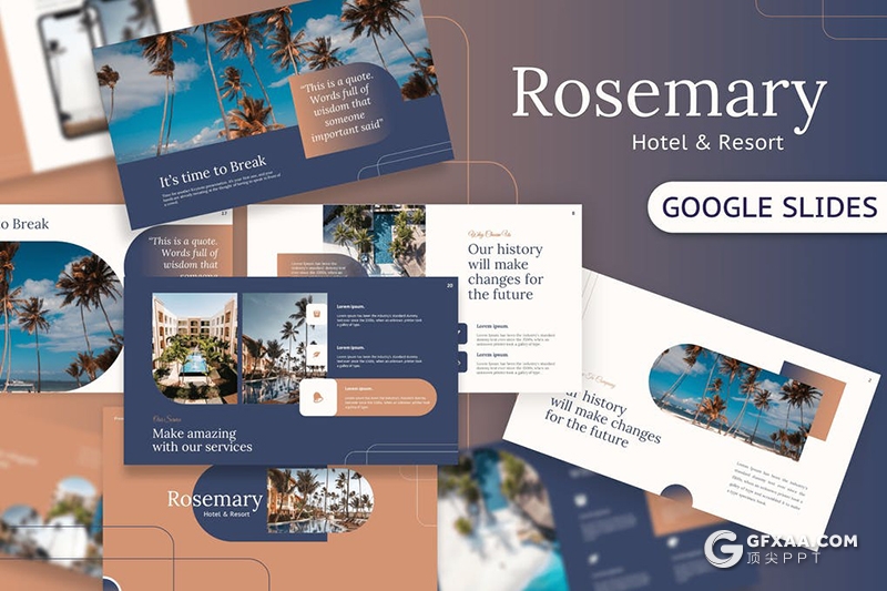 35页酒店度假村介绍宣传Google slides模板 - 顶尖PPT