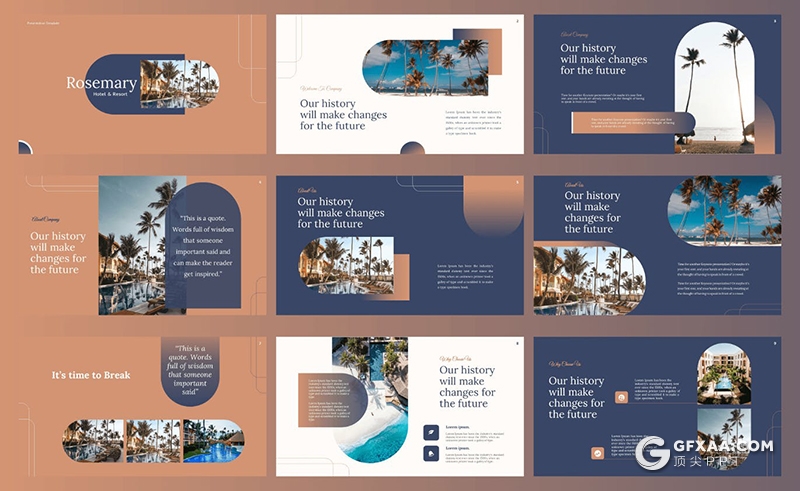 35页酒店度假村介绍宣传Google slides模板 - 顶尖PPT