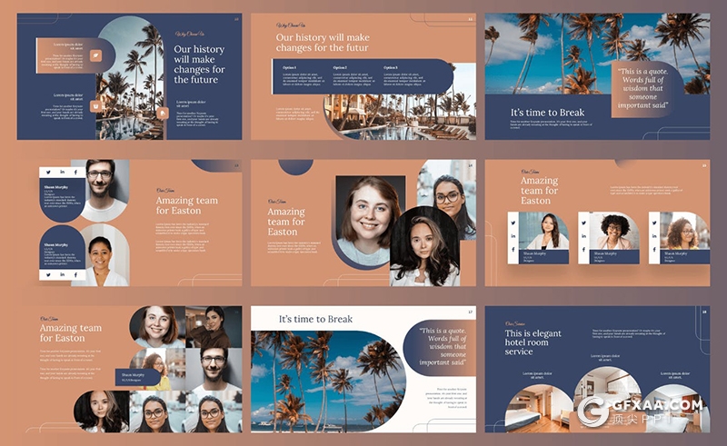 35页酒店度假村介绍宣传Google slides模板 - 顶尖PPT