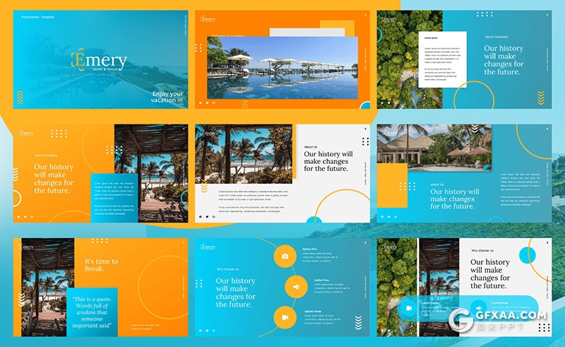 35页酒店度假村主题演讲Google slides模板 - 顶尖PPT