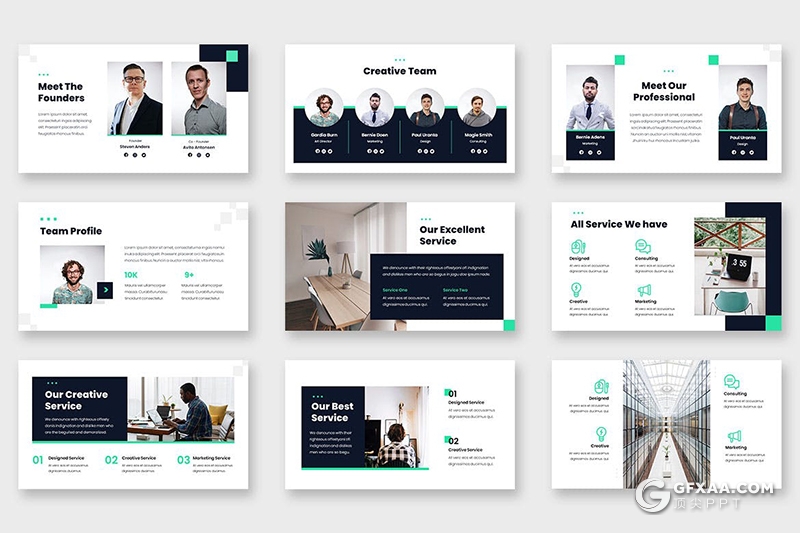 36页极简主义公司简介业务展示国外PPT模板 - 顶尖PPT