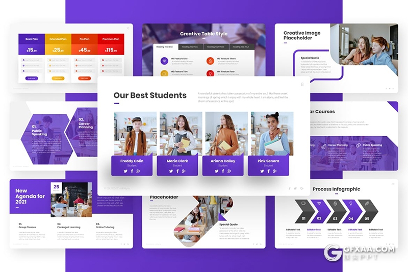 30页教育机构大学简介国外PPT模板 - 顶尖PPT